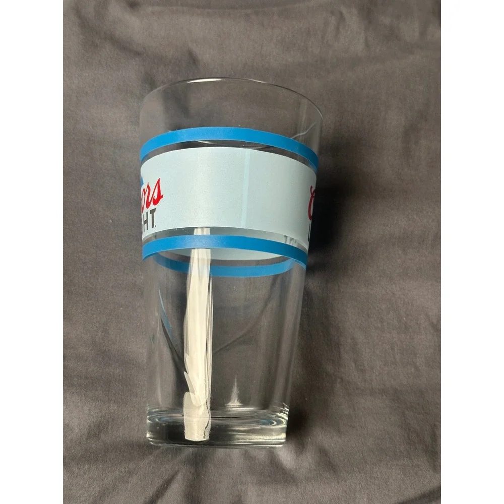 Coors Light Silver Bullet Pint Glass Embossed Mountain Logo Beer Barware Clear